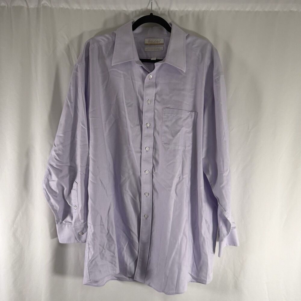 Gold Label Roundtree Yorke Dress Shirt Men's 17.5 Purple Long Sleeve Collared